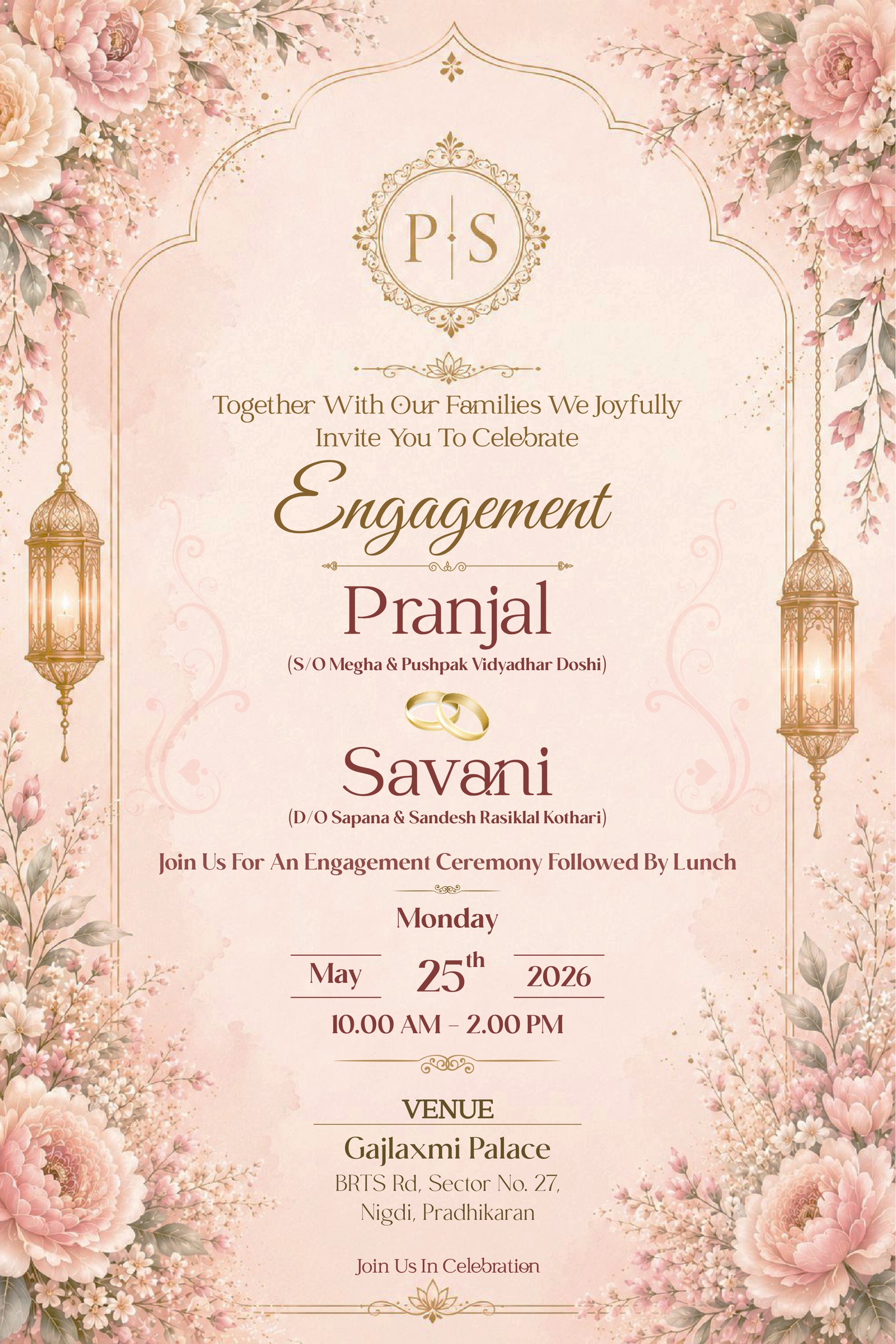 Pranjal & Savani Engagement Invitation